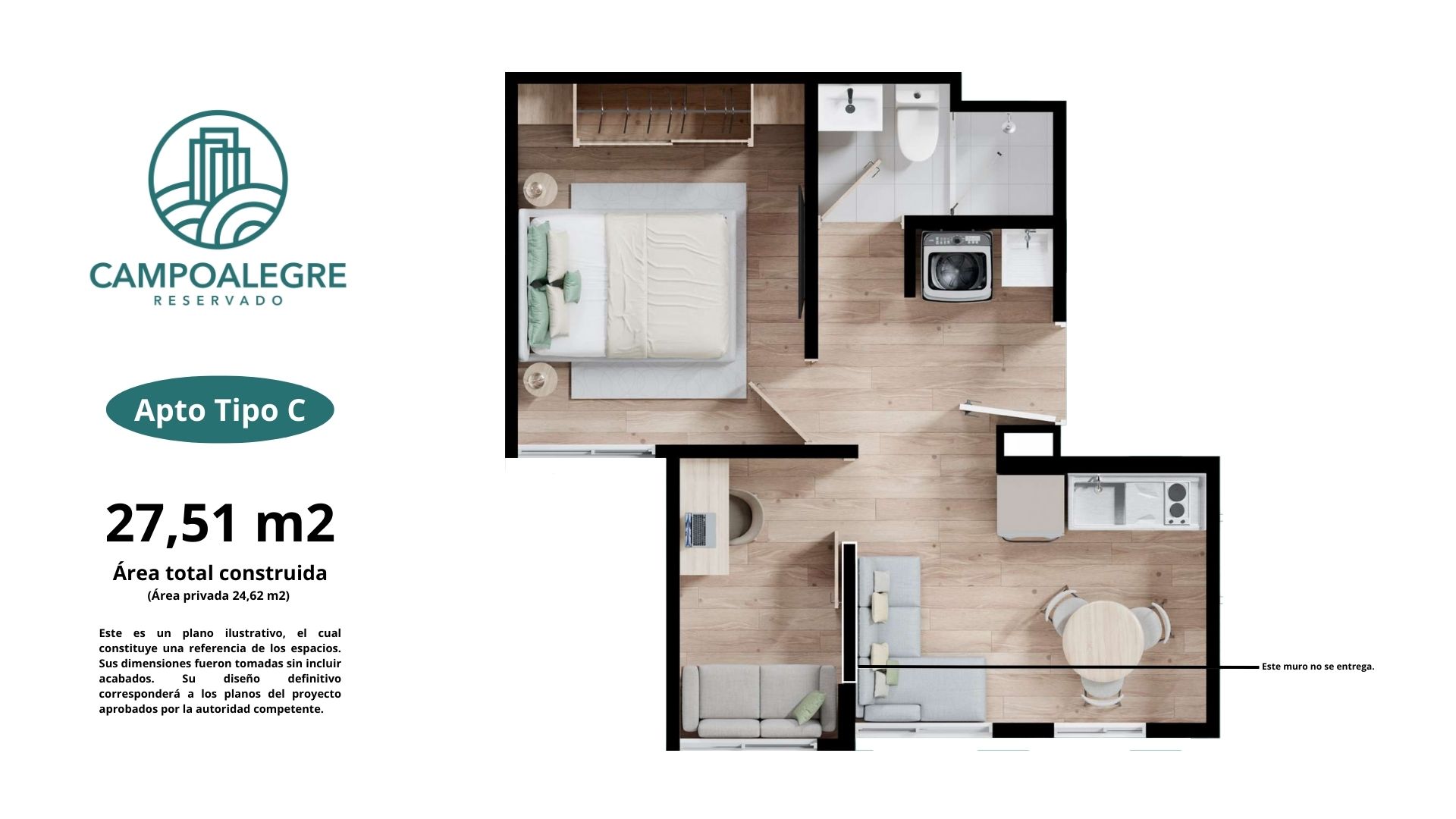 Plano de Apartamento de 27.51m²